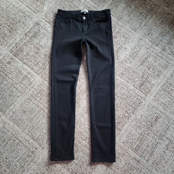 Paige Low‎ Rise Full Length Skyline Skinny Jeans Black Size 29 - Picture 1 of 12